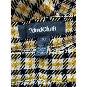 NWT ModCloth About to Bloom Plaid Pants Yellow Black Check Sz 10 thumbnail 5