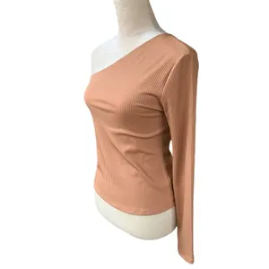 MNG Asymmetric Ribbed One Shoulder Long Sleeve Top M |‎ Neutral Soft Girl NWT thumbnail 8