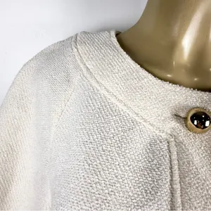 H&M Cream Tweed Button Front Dress Sz M Short Sleeves Shift HM H M Preppy thumbnail 5