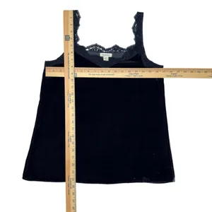 Sundance XS Black Rayon Silk Blend Velvet Lace Trim Tank Top Sleeveless Blue thumbnail 8