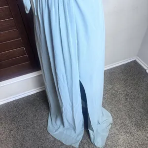 Azazie Zaniah bridesmaid dress Sea Glass green wrap chiffon flutter sleeve A4 thumbnail 4