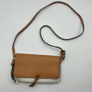 Zara Thin Crossbody Wallet Purse Tan White thumbnail 1