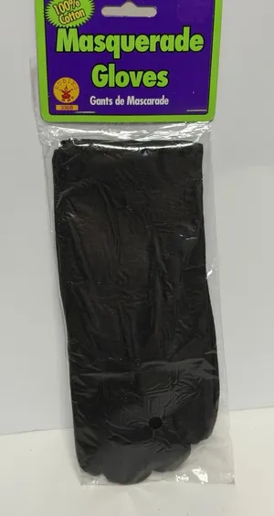 Masquerade Gloves Rubies Halloween Costume NIP Black Short 100% Cotton NEW H-1 thumbnail 1