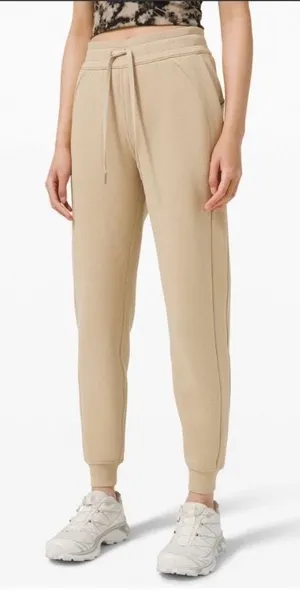 Lululemon High Rise Scuba Jogger Pants Trench Beige Fleece Comfy Lounge Size 12‎ thumbnail 1