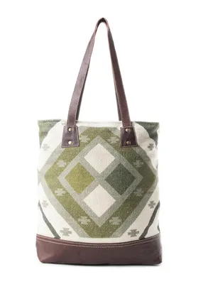 $75 NWT MYRA BAG CHECKERED TOTE BAG Green thumbnail 2