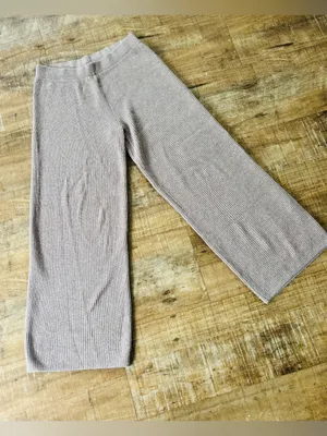 GAP wide leg soft stretch cotton knit beige wide leg pant size medium thumbnail 1