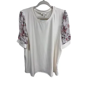Maurices Women XXL Cream Top‎ Puff Sleeve Floral Boho Blouse thumbnail 4