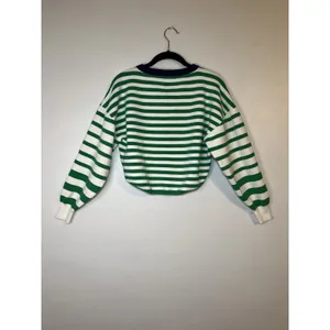 Daily Practice Striped Cropped Knit Sweater Crew Neck Long Sleeve Ribbed XS thumbnail 3