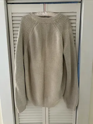 Quince Organic Cotton Fisherman Crew Sweater in Speckled Beige Size XXL thumbnail 6