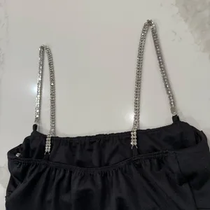 Windsor Gleam And Glow Rhinestone Bustier Top Women’s Small Black Cropped Satin thumbnail 12