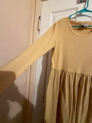 Bedford Fair Vintage Yellow Long Sleeve Ribbed Knit Bodice Maxi Dress thumbnail 4