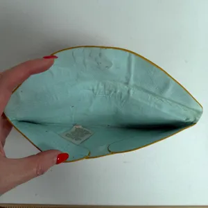 Anthropologie Georgia Penil Pouch Envelope Clutch Mustard Yellow Suede Boho Bag thumbnail 8