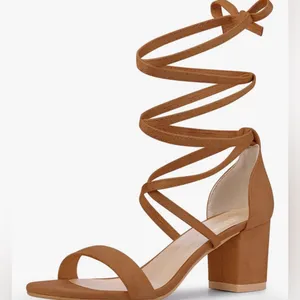 NEW Perphy Faux Suede Lace Up Chunky Mid Heels Sandal 7.5 thumbnail 1