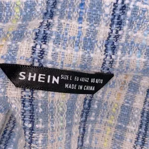 SHEIN trendy blue tweed shirt jacket size large thumbnail 6
