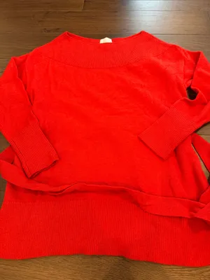 Ett:twa by Anthropologie Red Sweater in Size Small with Tie Waist - C11-266 thumbnail 3