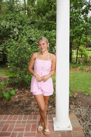 Pink striped romper Size L thumbnail 3