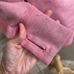 Patagonia pink Heathered Full Zip Hoodie Jacket Thumbholes Women size S Workout thumbnail 4