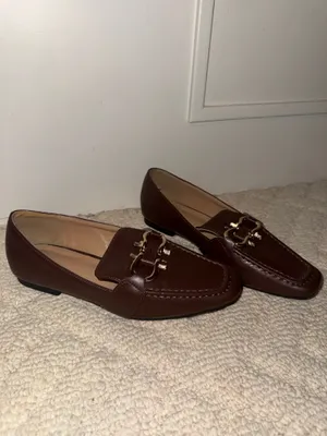 Brown Horsebit Loafers Square Toe Flats Ferragamo Inspired thumbnail 2
