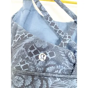 Lululemon Free To Be Serene Bra Size 6 Strappy Back Floral Print Blue Yoga thumbnail 11