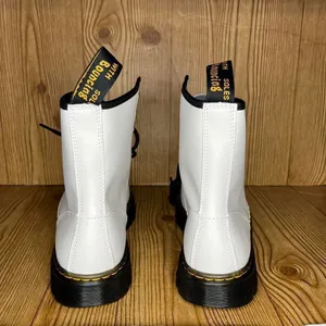Dr. Martens Zavala combat lace up white leather ankle boots NWOT W11 M10 thumbnail 3