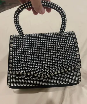 Handbag bling black silver chain cross body evening clutch new thumbnail 4