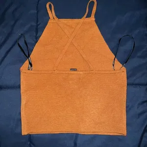Forever 21 Sweater halter top orange nude tan cozy crop top size S thumbnail 2