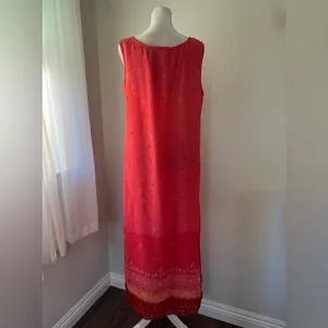 Vintage ‘90s Jane Ashley Coral Embroidered Hem Scoop Neck Sleeveless Maxi Dress thumbnail 6