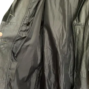 Vintage 90's Marco Morani Black Leather Long Trench Coat Women’s L Suede Trim thumbnail 10