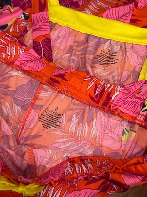 Cuddl Duds Pajama Set Cozy 2pc Tank Top Shorts NEW Pink Orange Bird Paradise L thumbnail 10