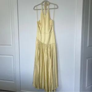 Alexis Saab Pleated Drop Waist Maxi Dress in Yellow S thumbnail 5
