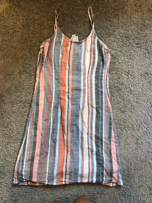 Blue Rain Striped Button-Front Mini Dress - Pink, Blue & Cream thumbnail 4