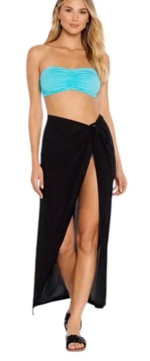 Aqua Swim Womens Black Sarong Beachwear Skirt Cover Up Size M/L NWT thumbnail 1