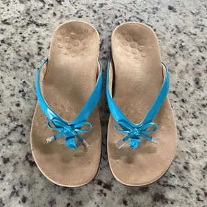 Vionic Bella II Sandal Womens 7 Turquoise Blue Coastal Preppy Bow Orthotic Thong thumbnail 2
