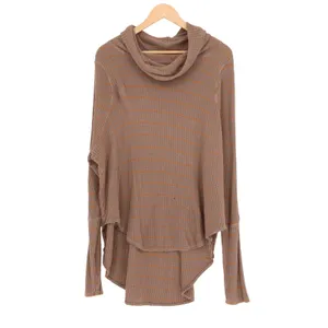 Free‎ People We The Free Wildcat Thermal Top Womens Brown Waffle Knit Cowl Neck thumbnail 2