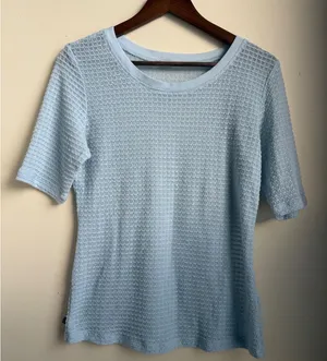 Pilcro and the Letterpress Light Blue Textured Waffle Knit Short Sleeve Top L thumbnail 1
