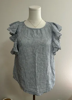 J.Crew Striped Linen Blend Top thumbnail 1