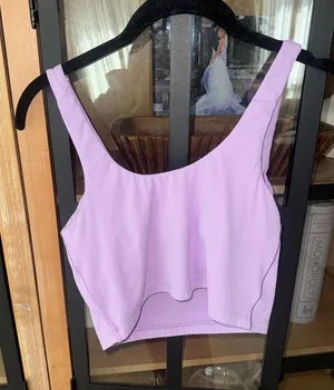 OFFLINE By Aerie Real Me Low Key Longline Sports Bra Removable Pads lively lilac thumbnail 1