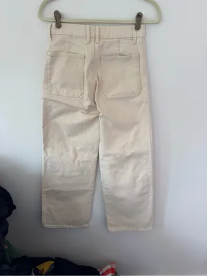 J. Crew High-Rise slim-Wide-Leg semi- stretch Jeans in Cream thumbnail 3