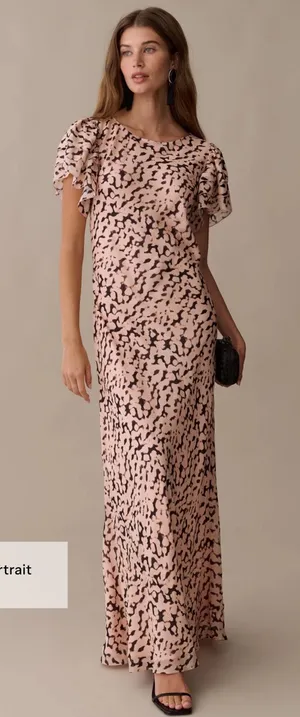 NWT Few Moda Leonor Silk Dress size Small S pink animal print flutter o.p.t thumbnail 1