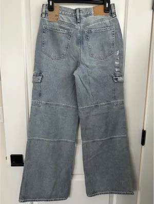Pacsun Eco Light Indigo Mid Rise Baggy Cargo Jeans NWT Kiana Size 26 thumbnail 6