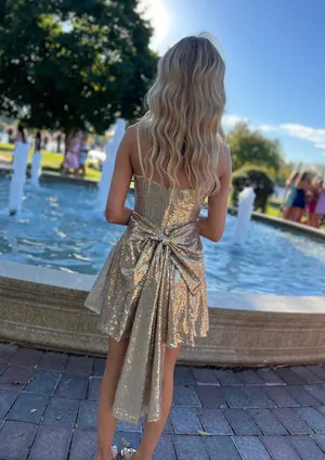 Boutique Gold Princess Sequined Mini Dress (Mondressy) thumbnail 5