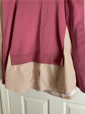 Maeve by Anthropologie Mixed Media Puff Sleeve Sweatshirt Medium thumbnail 5