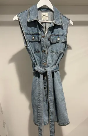 Zara denim mini sleeveless dress NWT thumbnail 2
