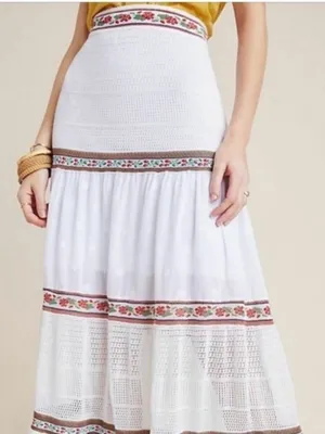Anthropologie x Cecilia Prado Lori Tiered Maxi Skirt boho Gypsy size xs thumbnail 2