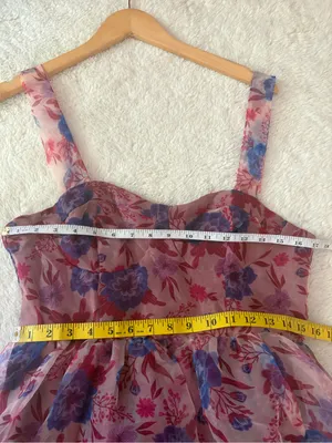 Lulus Delightful Look Magenta Floral Print Bustier Midi Skater Dress Size Large thumbnail 7