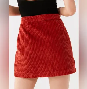 Urban Outfitters BDG Jumbo Corduroy Button-Down Mini Skirt in Red Rust sz Small thumbnail 11