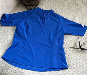 Coolibar blue freestyle, short sleeve rash guard large UPS 50+ women​ thumbnail 1