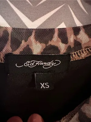 ED HARDY | Power Mesh Leopard Print Tiger Tattoo Mini Dress, XS thumbnail 4