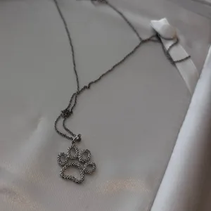 Sterling Paw Print Pendant Necklace thumbnail 1