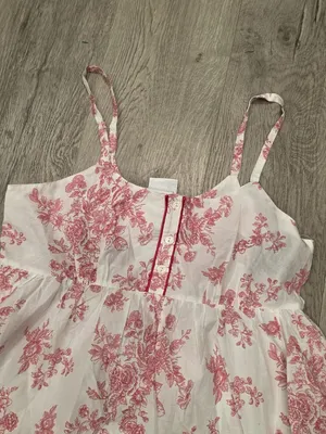 Laura Ashley NWT Floral White & Pink Sleeveless Cotton Dress With Ruffle small thumbnail 7